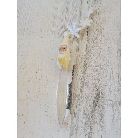 Santa AS IS icicle snowman glitter ornament Xmas - Picture 2 of 4